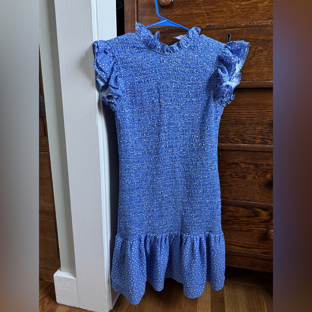 French Connection Blue Ruffled Dress